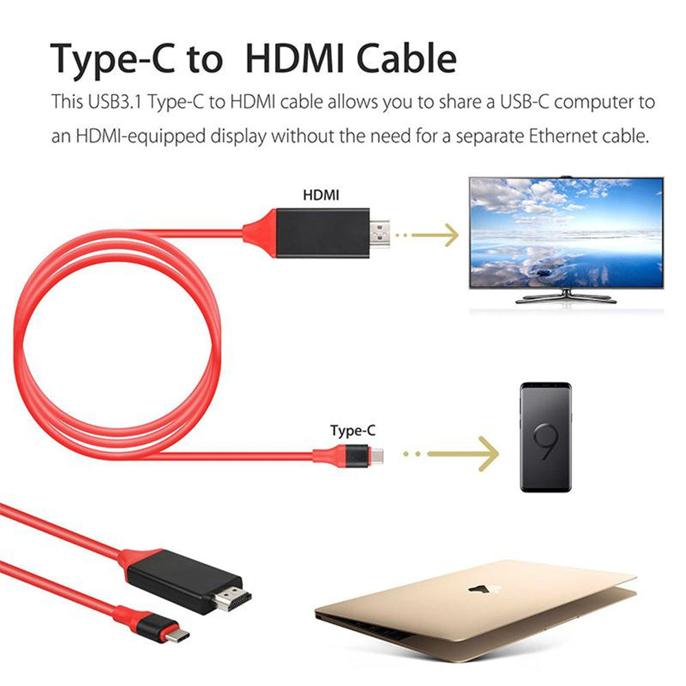 Câble de chargement adaptateur USB-C mâle vers HDMI mâle (2 m) Câble de chargement adaptateur USB-C mâle vers HDMI mâle (2 m)